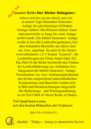 Die Imbert Holzgas Pyrolyse Generator- Anlage im Opel Blitz LKW TEIL II Beschreibung & Bild Fahrzeug Umbau & Anlagen Einbau - Heft 54
